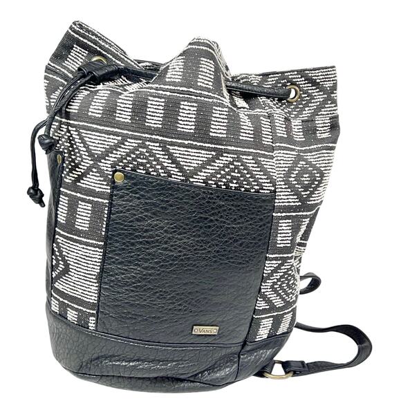 Vans Newsome Bucket Backpack Black Grey Aztec Tribal Print Faux Leather New - Picture 1 of 14